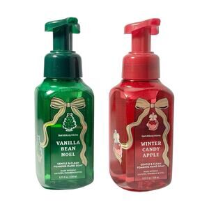 Bath & Body Works 2 New Foaming Hand Soap Vanilla Bean Noel & Winter Candy Apple
